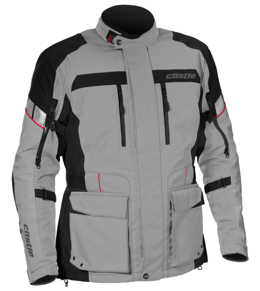 Castle Distance Mens Motorcycle Jacket Gray/Red LG - MGW-12524