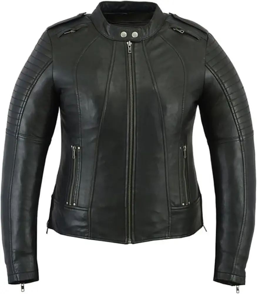 Daniel Smart Women's Motorcycle Leather Jacket �C Soft Naked Lambskin Leather Jacket with Mesh Inner Liner