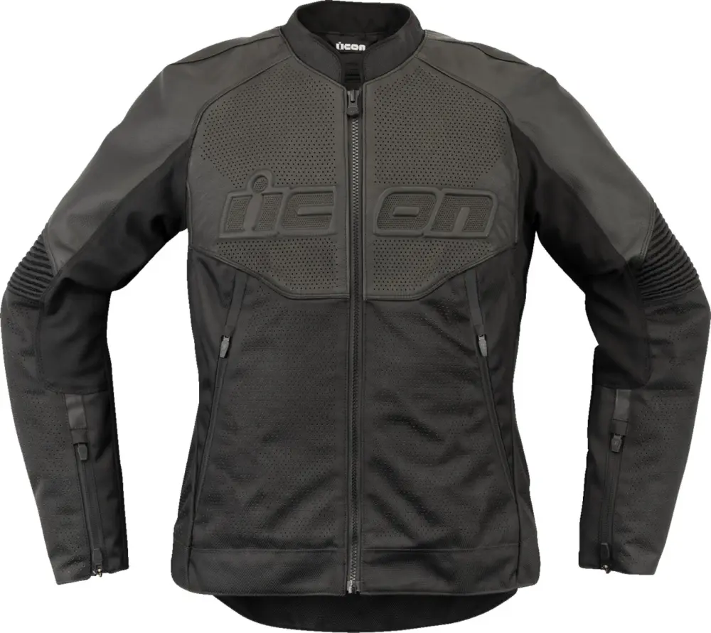 Icon Overlord 3 Womens Leather Motorcycle Jacket Black XL - MGW-21677