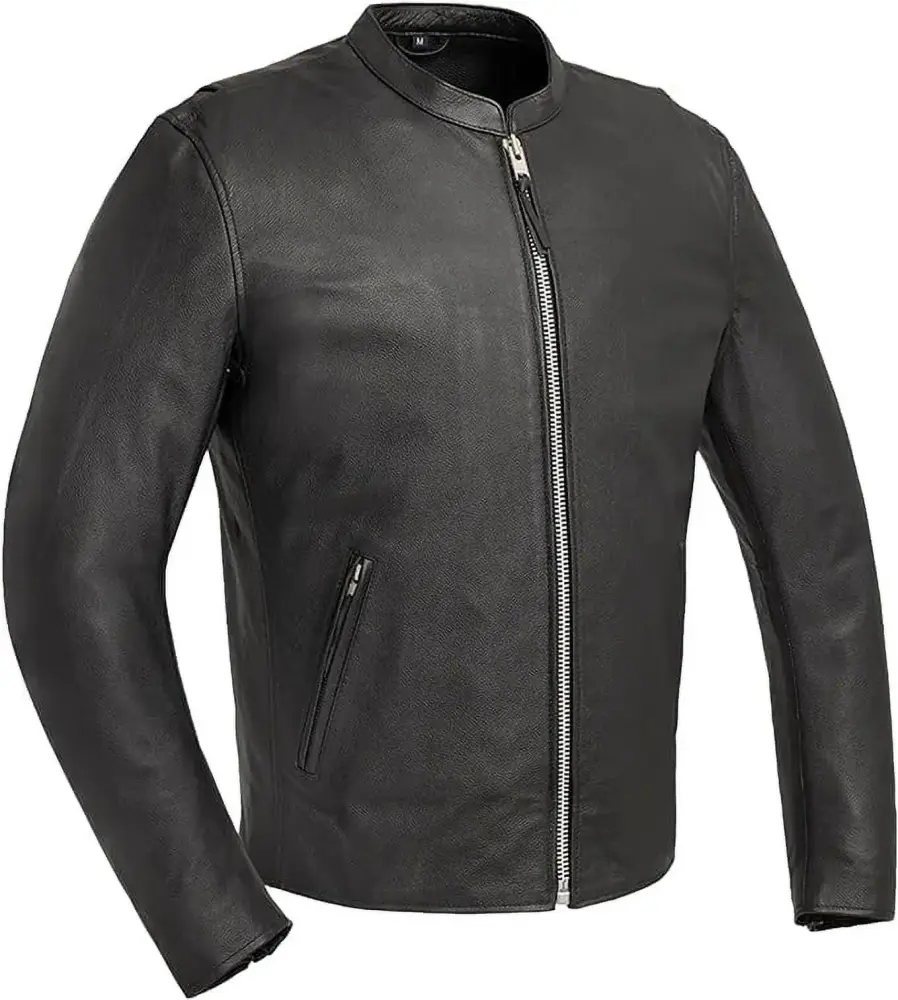 First Mfg Co - Titan - Men's Motorcycle Biker Riding Black Leather Jacket - 2X Large