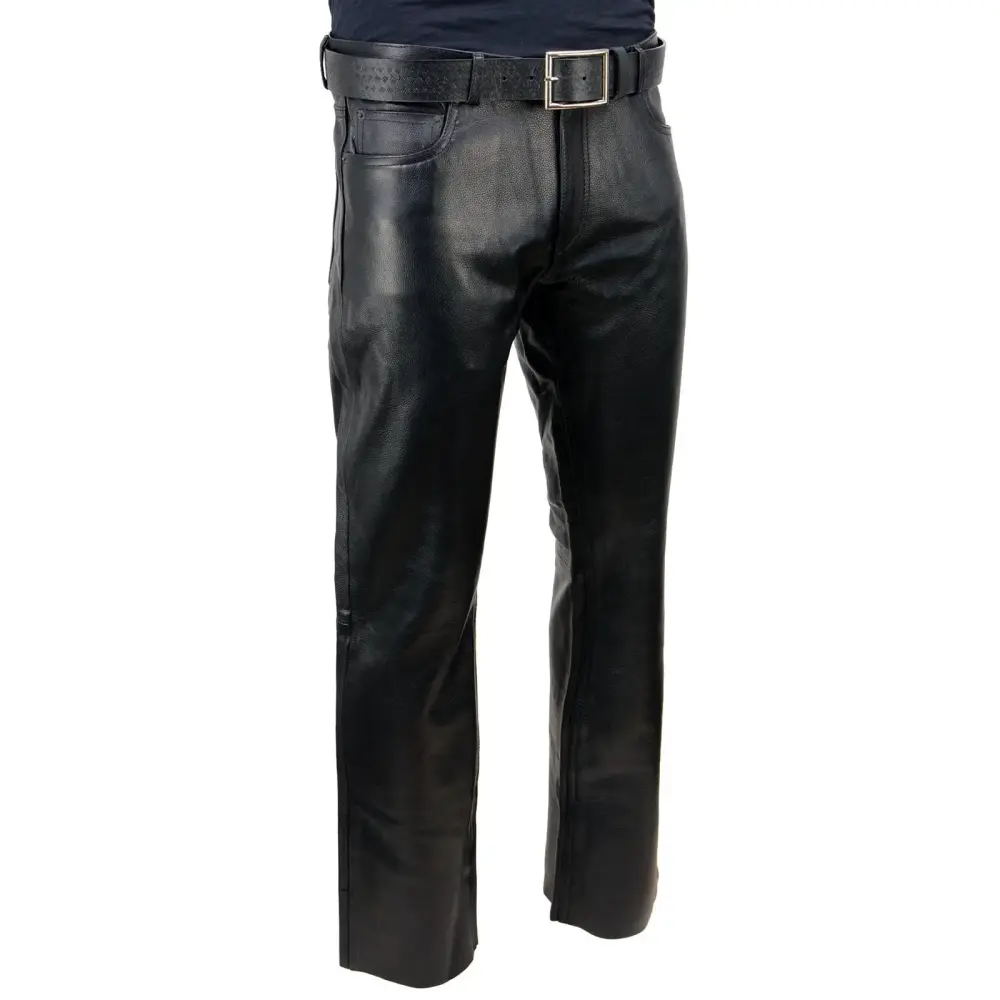 Milwaukee Leather | Classic Fit 5 Pocket Leather Pants for Men - Premium Leather Motorcycle Riding Pants - LKM5790 30