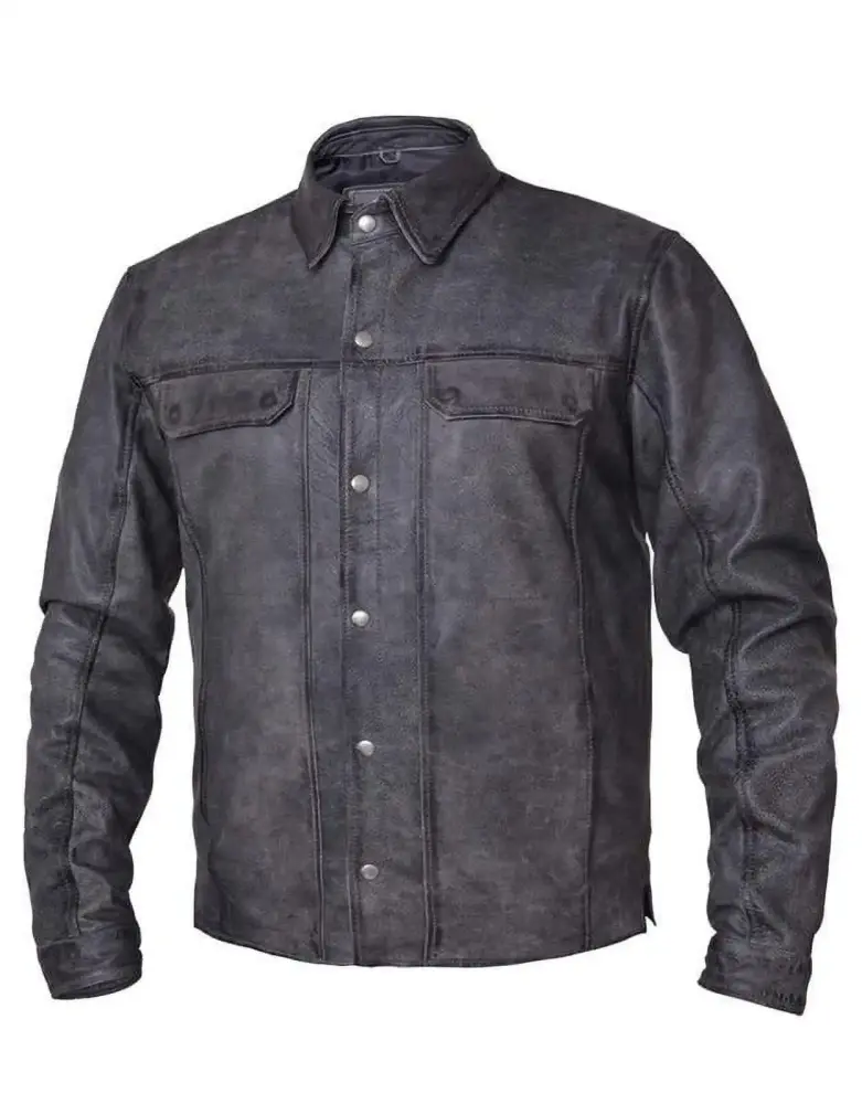 Mens Premium Lightweight Leather Motorcycle Shirt - MGW-11055