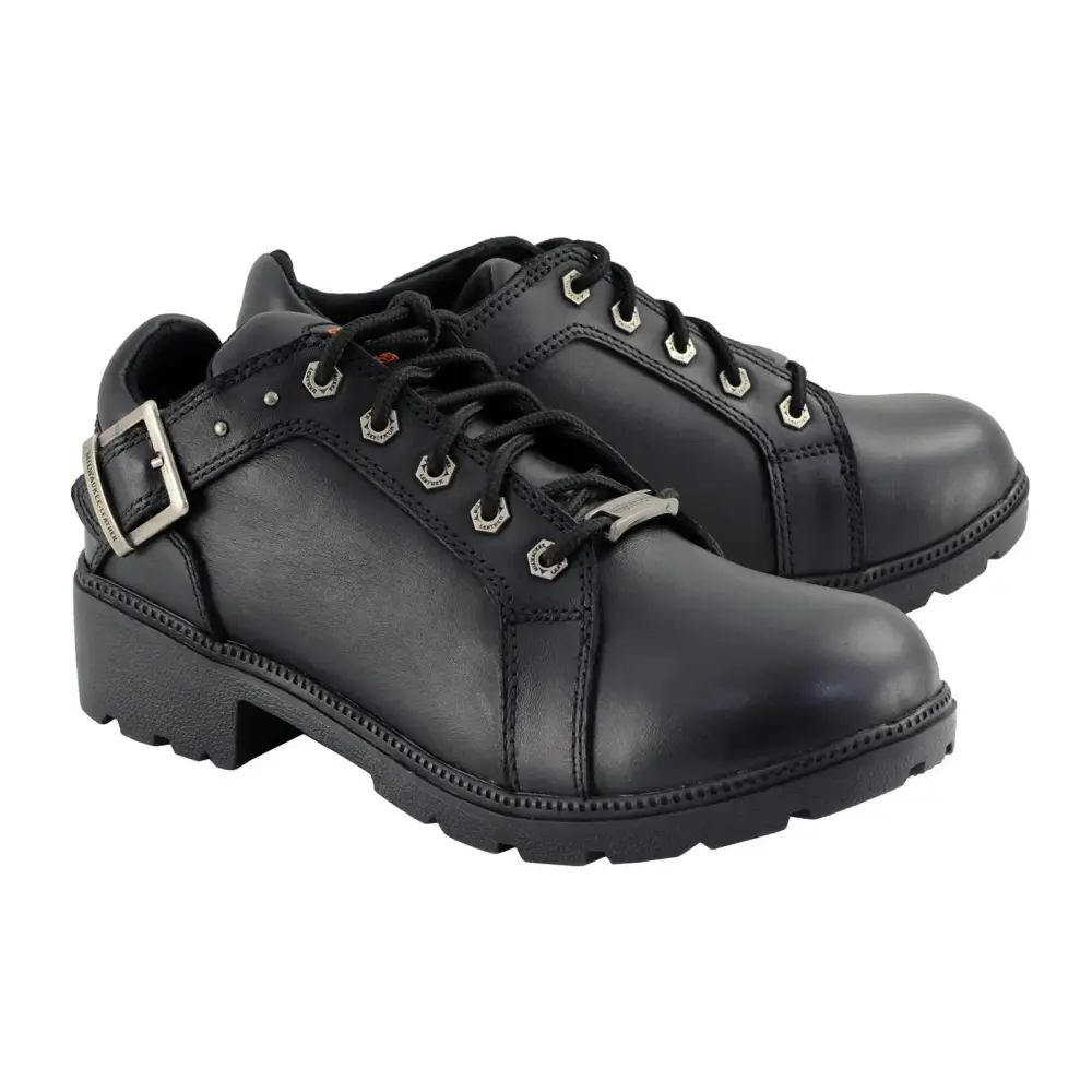 Milwaukee Leather MBL9311 | Women's Black Leather Lace-Up Motorcycle Riding Shoes with Anti-Slip Outsole 10