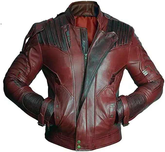 Guardians of the Galaxy Volume 2 Star Lord Chris Pratt Maroon Leather Jacket SouthBeachLeather