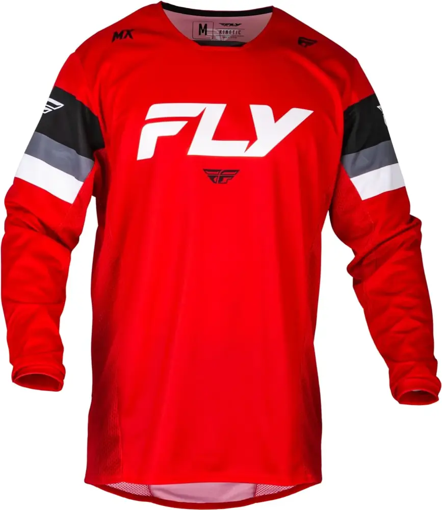 Fly Racing 2024 Youth Kinetic Prix Jersey Red/Grey/White Youth Small; 377-422YS