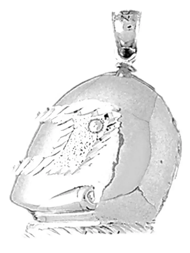 14K White Gold Motorcycle Helmet Pendant - 27 mm - MGW-9043