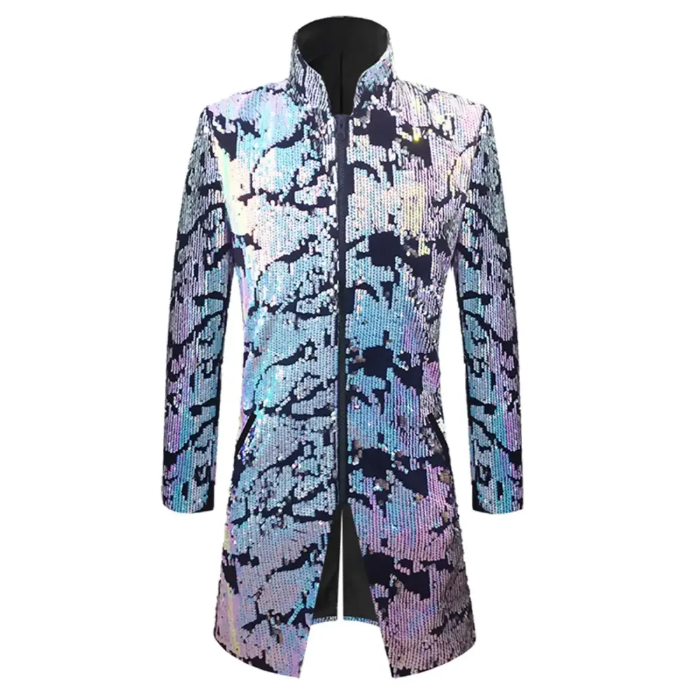 Suit Men's Jacket Suit Jacket Suit Sequined Suit Jacket Suit Jacket Jacket Performance Clothing StageBlue3XL