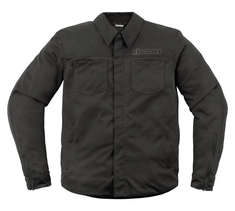 Icon Upstate Mesh Mens Protective Motorcycle Overshirt Black SM