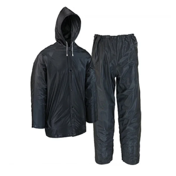 West Chester 44120 Medium Black PVC Rain Suit 2 Piece Heavy Duty