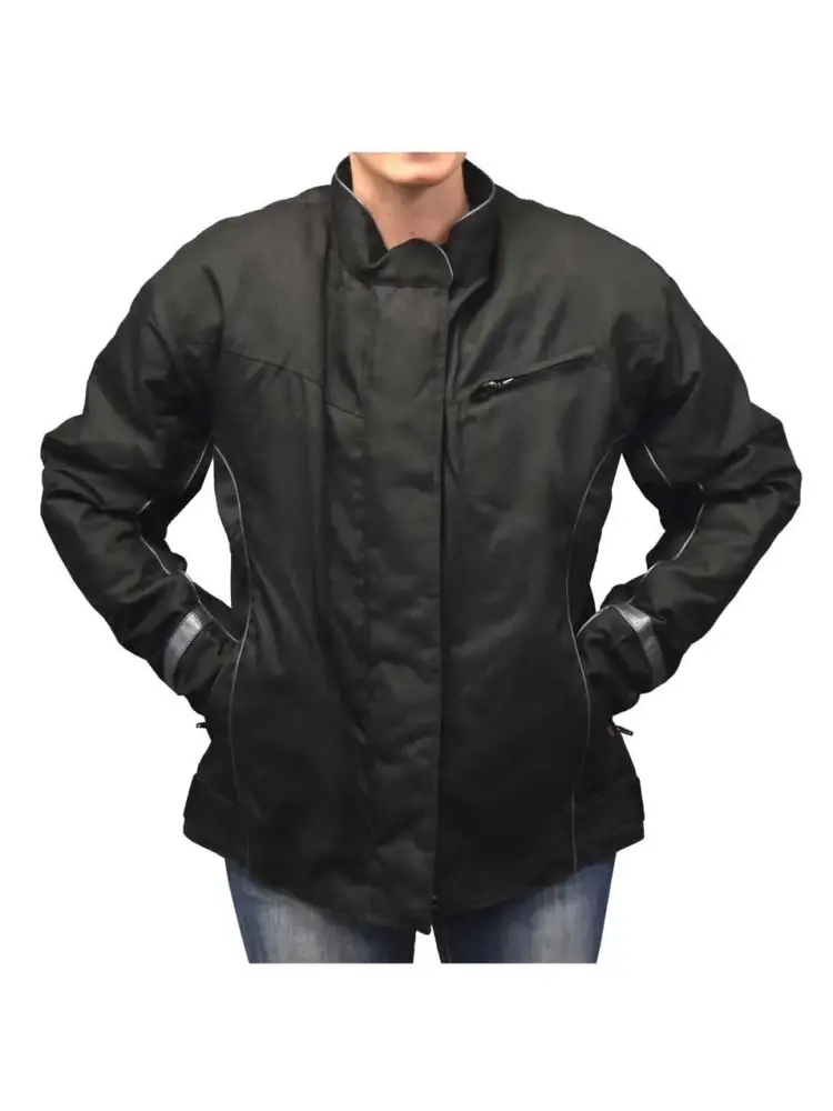 Redline Women's Body Armor Racing Nylon Jacket w/ Liner. Solid Black L-4014 (S)