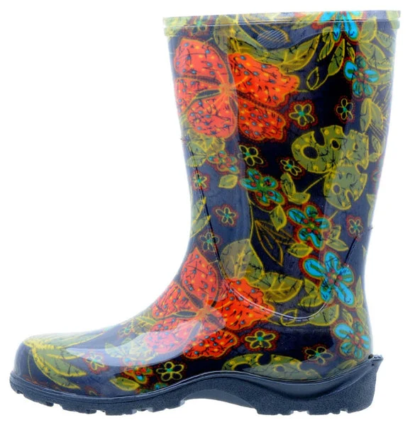 Sloggers 5002BK10 Women's Rain & Garden Boot Midsummer Black Print Size 10 for Outdoor Use