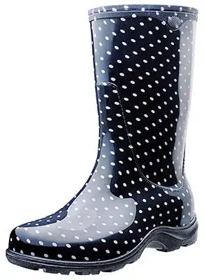 Sloggers Women's Garden Rain Boots Size 7 US Black Polka Dot