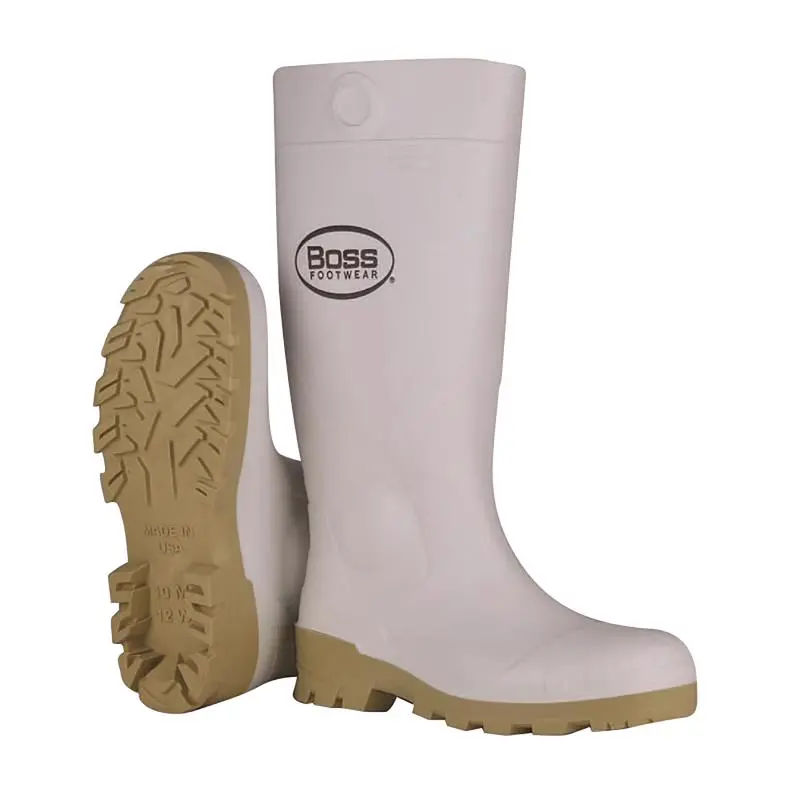 Boss Unisex PVC Plain Boots White 12 US Waterproof 16 in Work Boots