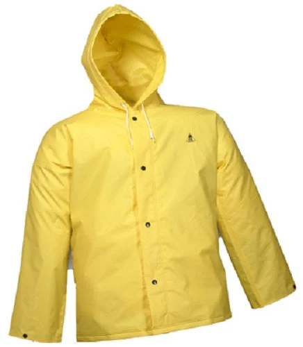 DuraScrim J56107-LG Jacket with Attached Hood Large Yellow Water-Resistant Workwear