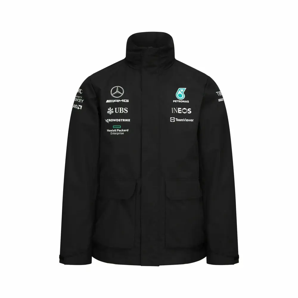 Mercedes Benz AMG Petronas F1 2022 Unisex Team Rain Jacket - Black