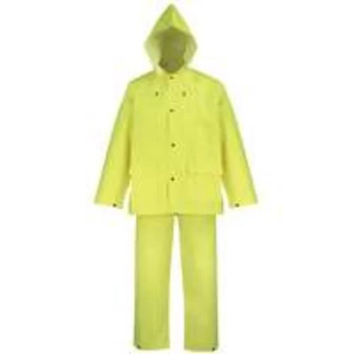Diamondback OX025PU-L Polyester Rainsuit, Yellow, 3 Piece - Heavy Duty Rain Gear