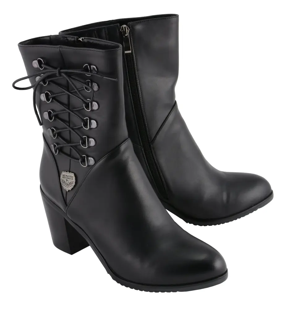 Milwaukee Leather MBL9436 Women's Black Lace-Side Fashion Riding Boots 8