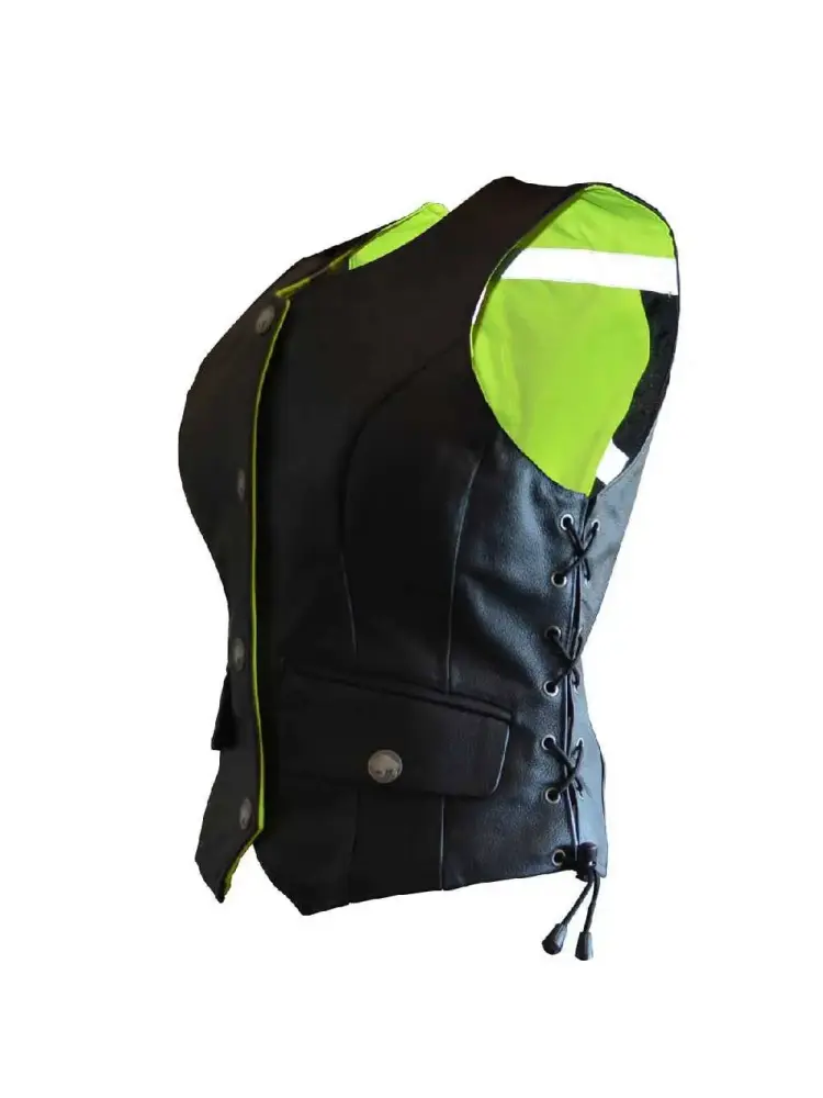 Women's G2 D.O.C. Hi-Vis Leather Vest Reverable Black/Green - X-Large G2RVWG