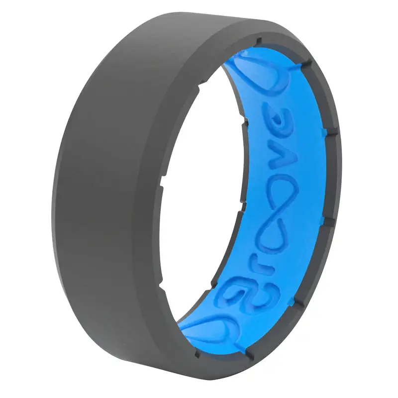 Groove Life Mens Edge Round Deep Stone Gray Silicone Ring Water Resistant Size 10