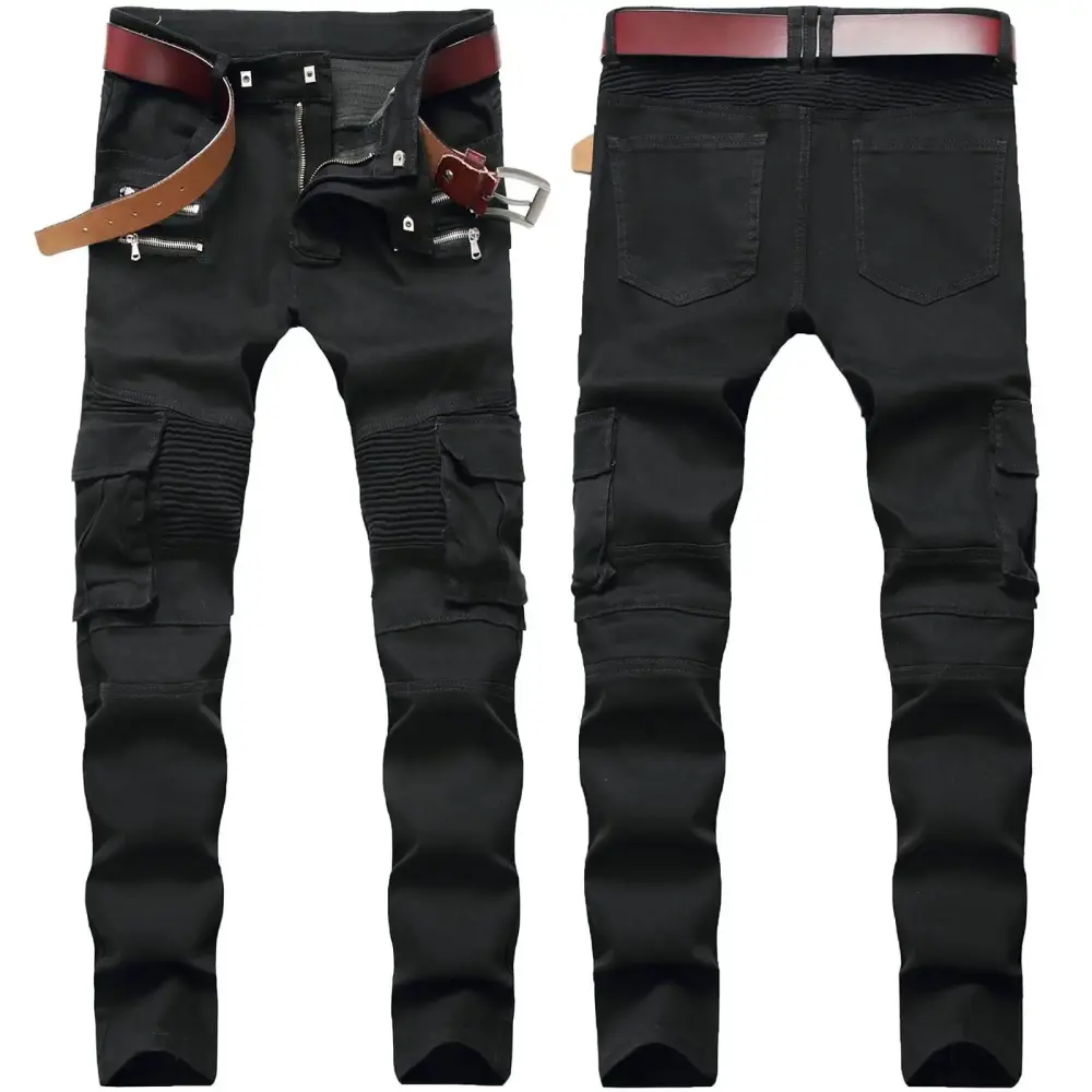 Under BustDenim Jeans For Men Slim Fit Ripped Stretch Skinny Distressed Stacked Straight Leg Motorcycle Pants