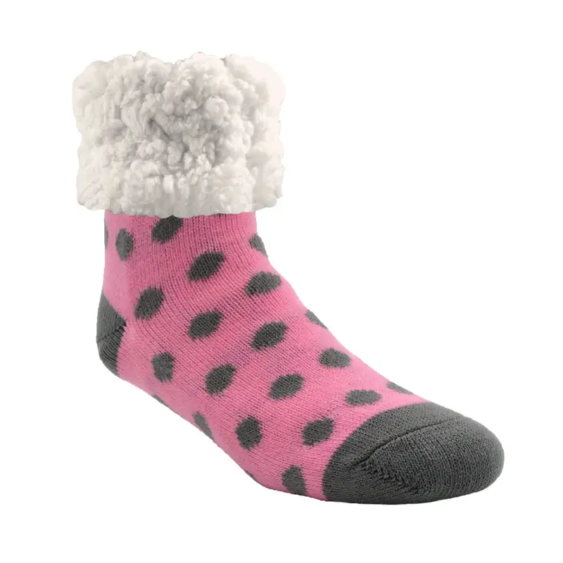Pudus Unisex Classic Polka Dot One Size Fits Most Slipper Socks Pink Pack of 3