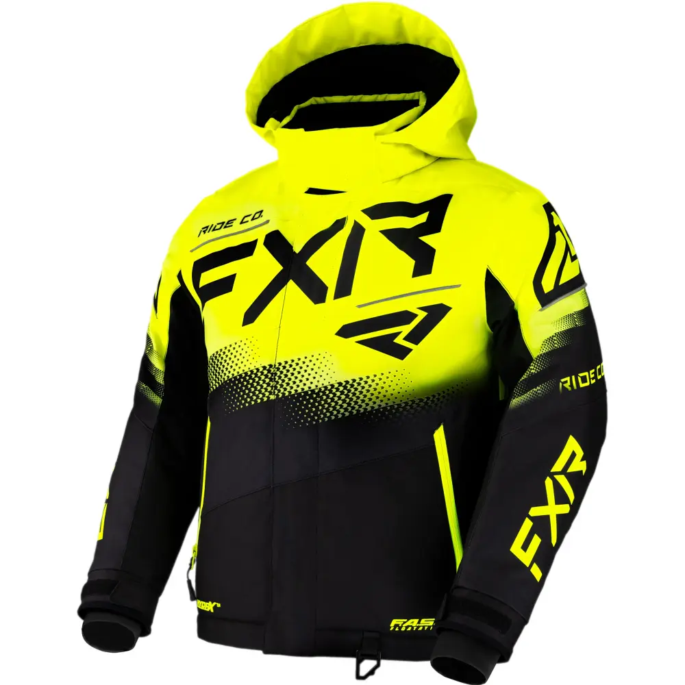 FXR Child Boost Snowmobile Jacket Thermal Flex Insulated Knit Black Hi-Vis - 6 220406-1065-06