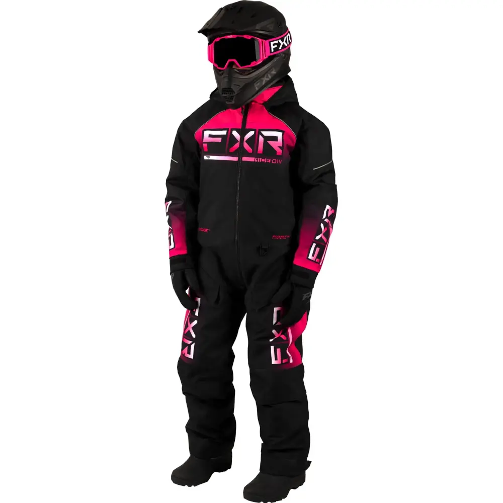 FXR Youth Recruit Snowmobile Monosuit Black Fuchsia Fade F.A.S.T. 3.0 HydrX - 10 233007-1091-10