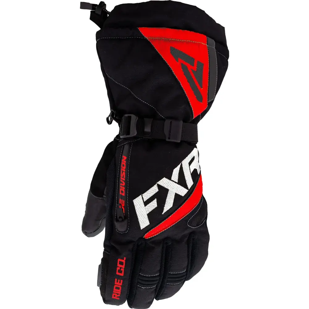 FXR Fuel Snowmobile Gloves Thinsulate Leather HydrX Pro Waterproof Black Red