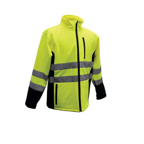 Boss 3SS7000L High Visibility Waterproof Softshell Rain Jacket Yellow Large for Safety