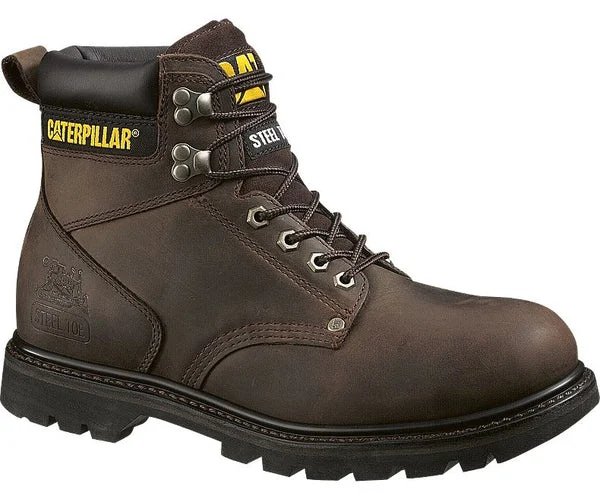 Cat P89586-10-5W Caterpillar Mens Second Shift Steel Toe Work Boot Dark Brown Size 10.5