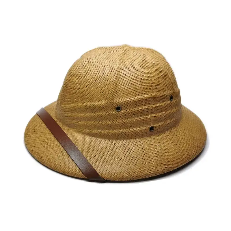 Vietnam Toquilla Straw Helmet Women Men British Explorer Straw Helmet Summer Boater Bucket Sun Hat Unisex Jungle Miners