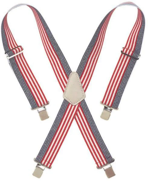 CLC 110USA Heavy-Duty Adjustable Elastic Suspenders USA Flag Print Workwear Accessory