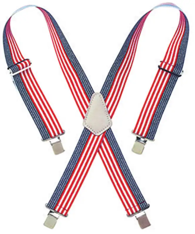 CLC 4.25x2 Nylon Suspenders Blue/Red/White Pack of 6