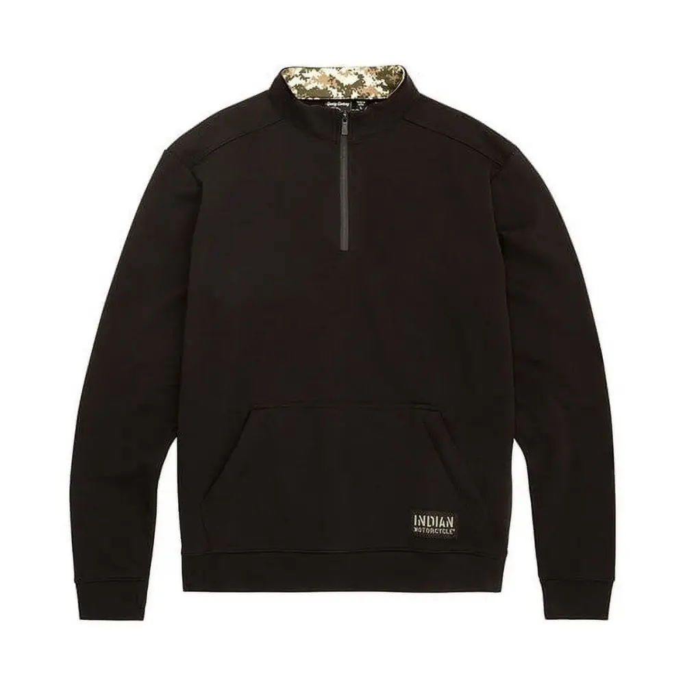 Indian Motorcycle Men's Camo Lined Quarter Zip. Black | 2862972
