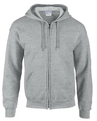 Gildan Men's Full Zip Hooded Sweatshirt Large Sports Gray for Comfortable Casual Wear
