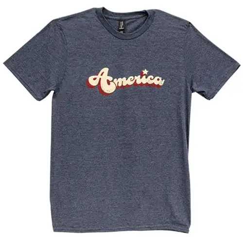 USA Stars & Stripes Heather Indigo T-Shirt Medium Patriotic Tee