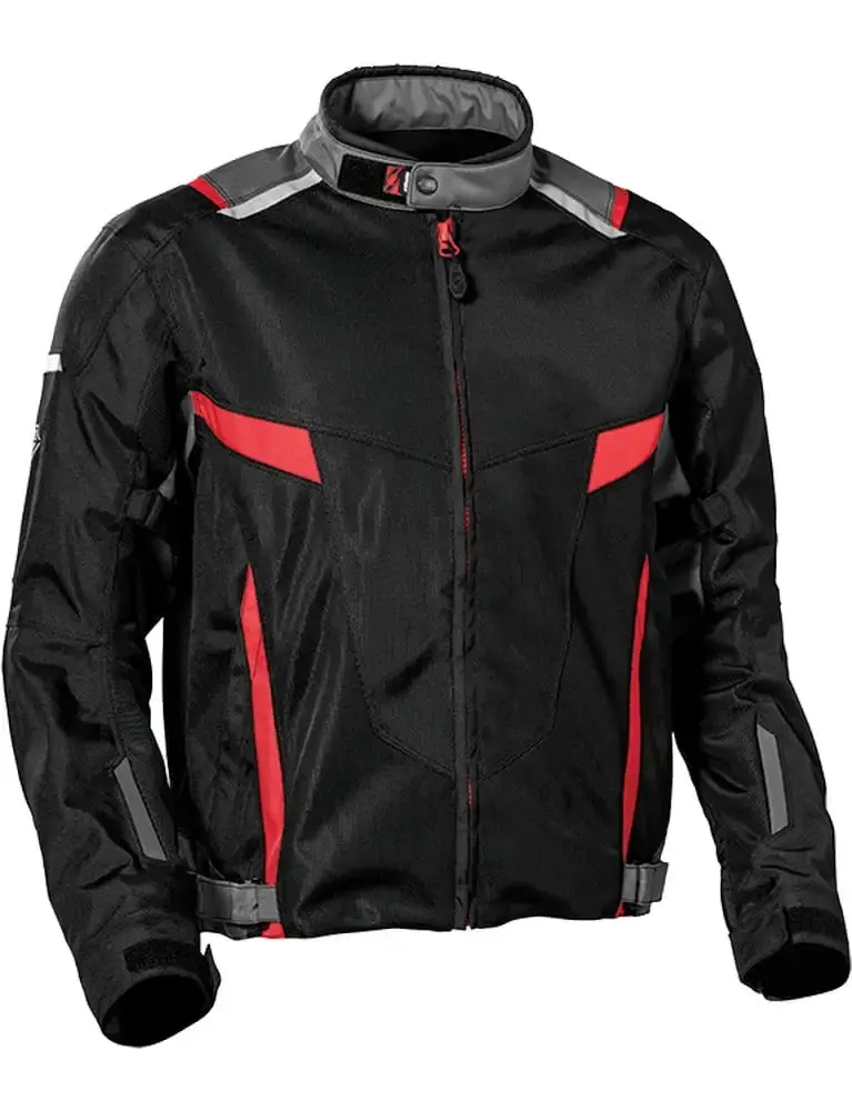 Castle Pulse 2 Mens Textile Motorcycle Jacket Black/Charcoal/Red LG