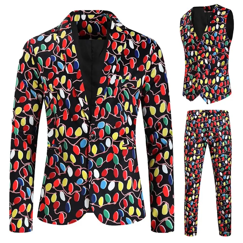 Motorcycle Jacket Coat Slim Overcoat Jacket Clearance Sales. Men's Christmas Fashion Print Suit Coat Pants Set Three Piece Set Mens Lapel Coat Style O247