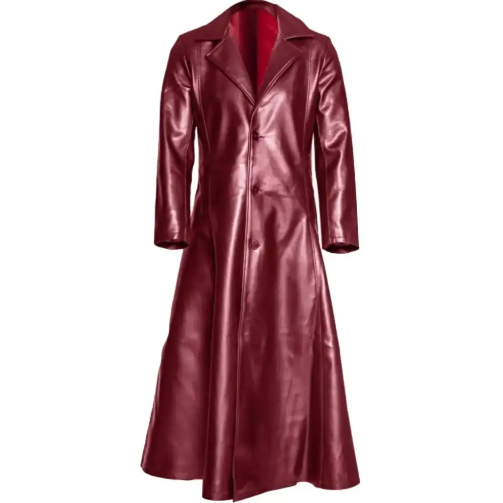 Mens Retro Leather Vintage Long Coat Trench Steampunk Gothic Jacket Overcoat.Long Trench Coat for Men Motorcycle Jakcet