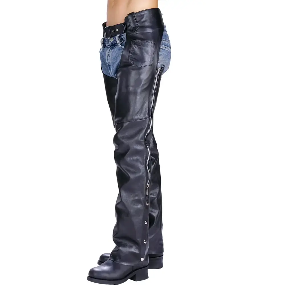 Xelement 7550 'Classic' Black Unisex Leather Motorcycle Riding Chaps 32