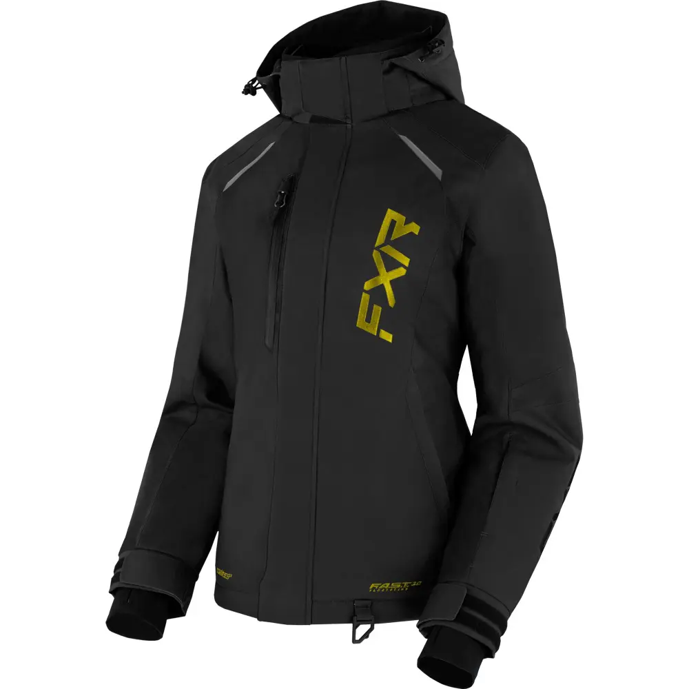 FXR Womens Pulse Snowmobile Jacket F.A.S.T. 3.0 HydrX Pro Dry Vent Black Gold - 14 230227-1062-14