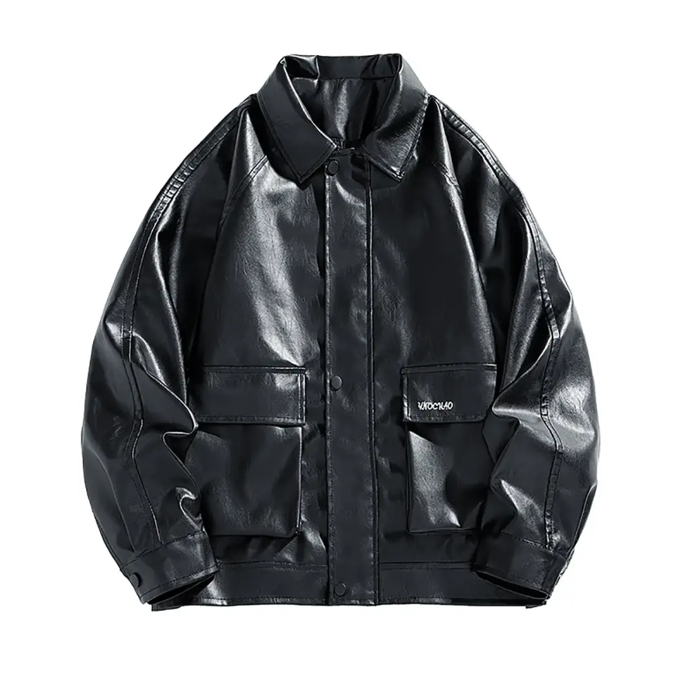 Tawop Men Jacket Zip Up Outerwear Coats Motorcycle Sleeveless Mid-Length Comfort Fit Black Jacket L