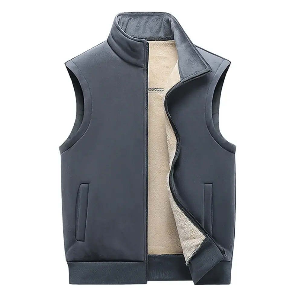 Hiking Vest Men Heated Vest Warm Vest Black Vest Weighted Vest Chaqueta Para HombreMale Autumn And Winter Hoodless Vest Jacket Solid Color Multi Pocket Warm CoatGreyM