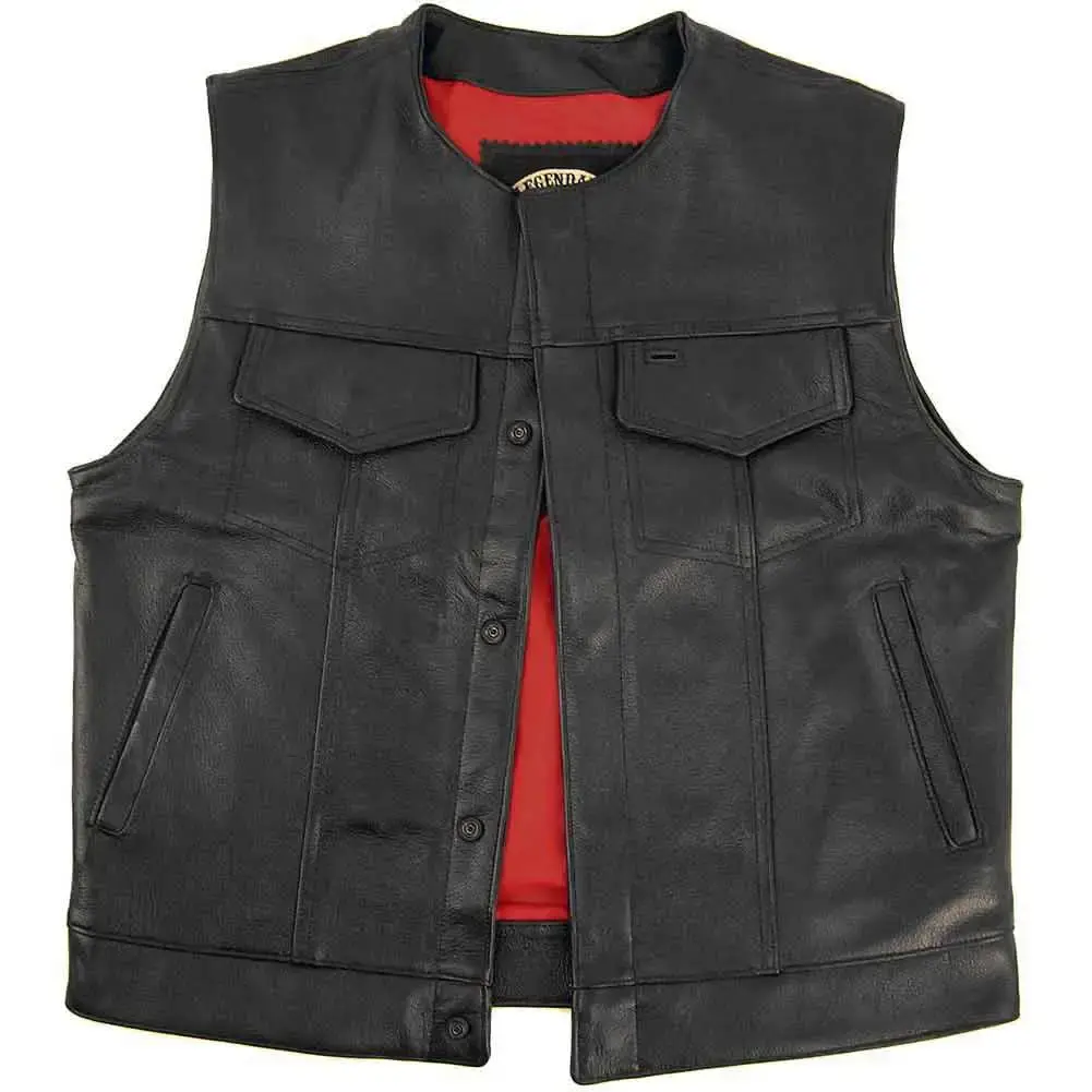 Legendary Brotherhood Mens Leather Motorcycle Vest - 44 - MGW-1789