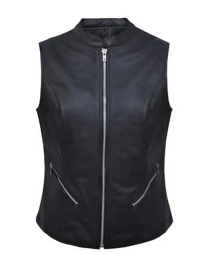(MAJESTIK) ladies vest with zipper pocket .BLK .3XL - MGW-7855