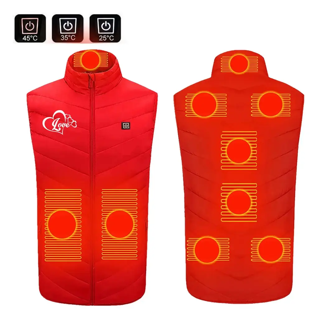 ZQGJB Unisex Heated Vest for Women Men Smart USB Electric Heated Vest 9 Heating Zones Heated Jacket Winter Vest for Outdoor Motorcycle Camping Fishing Skiing Red XL