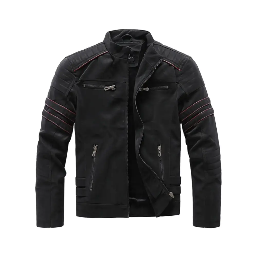 Bomber Jackets for Men Clearance Vintage Jackets Mens Zipper Sweatshirt Men's Dashion Motorcycle Solid Color Retro Zipper Pocket Leather Long Sleeved Hooded Jacket