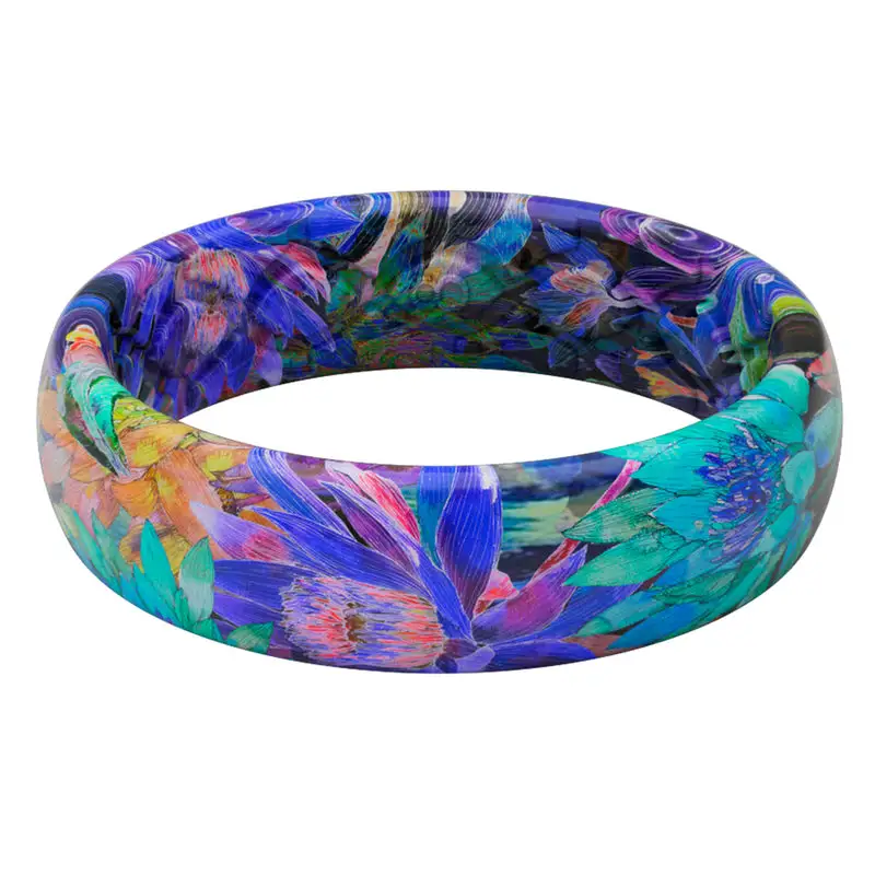 Groove Life Aspire Women's Twilight Blossom Round Multicolored Wedding Band Elastomer Water Resistant Ring