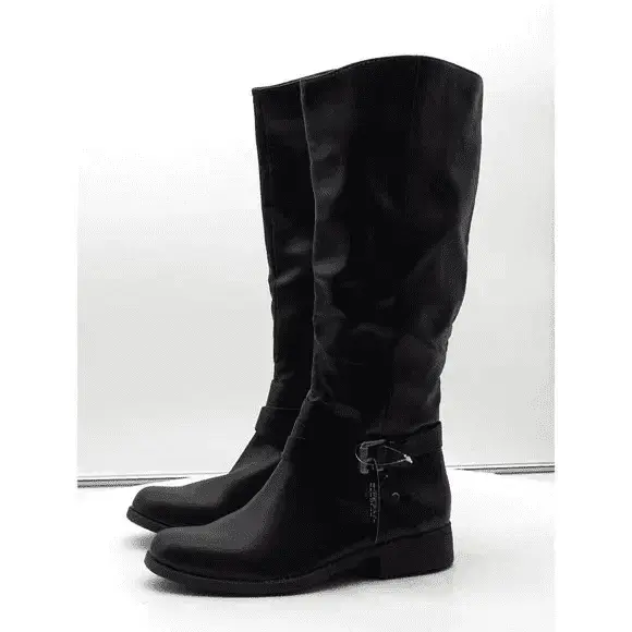Style & Co. Womens Marliee Wide Calf Faux Leather Motorcycle Boots
