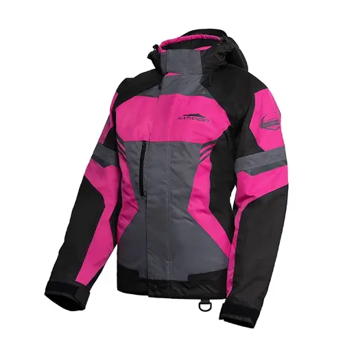 KATAHDIN GEAR DAGGER JACKET WOMENS. BLACK/GREY/PINK - MEDIUM